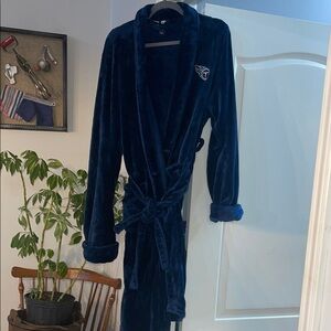 Navy Blue Plush Robe with TN Titans Logo